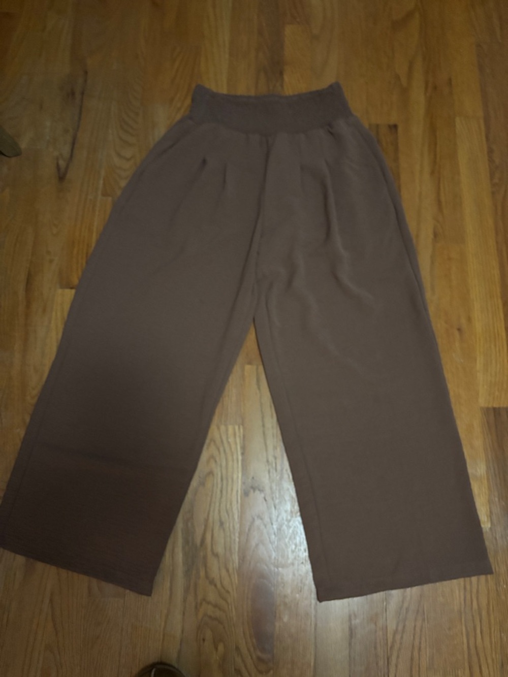 Wide-Leg Brown Knit Pants